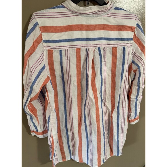 Jones New York Orange blue white 100% Linen Button up women’s shirt size 2X - Picture 6 of 6